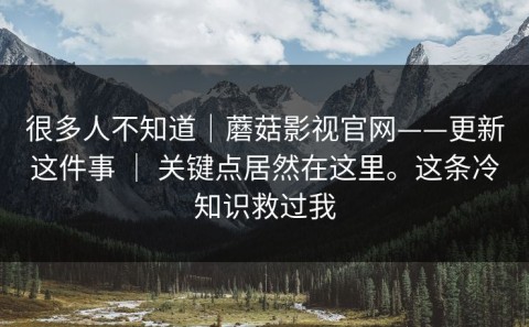 很多人不知道｜蘑菇影视官网——更新这件事 ｜ 关键点居然在这里。这条冷知识救过我